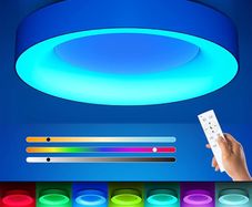 RGB LED Ceiling Light Dimmable with Remote Control, 24W Flush Ceiling Light, 3000K-6500K 2400LM for Living Room, Bedroom, Kids Room, Dining Room, Kitchen, Hallway Round 11 Inch (FREE POSTAGE)