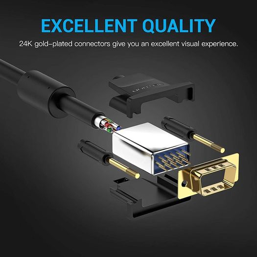 Vention 5M Premium VGA/WQXGA (2K/QHD/Full HD) [2560x1600@60Hz] Male/Male Gold-Plated Cable (Brand New/Warranty)