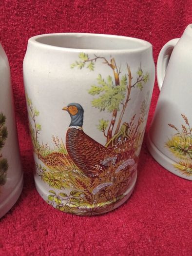 4 Vintage West German Stoneware Beer Steins