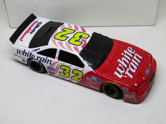 Dale Jarrett #32 1997 Ford Thunderbird White Rain Busch Series Car Limited Numbered Edition 1 of 7,956 Novelty Coin Bank Money Box Savings Bank 1/24 Scale Large Diecast Car