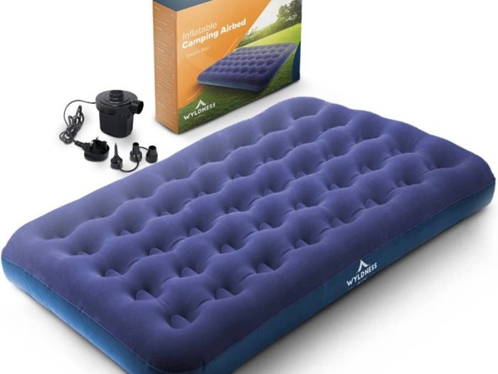 Camping Inflatable Airbed - Quick Inflating Outdoor Air Mattress with Spring Support & Durable Material I Versatile, Easy Store Blow Up Bed Perfect for Hiking & Festivals Double With Free Air Pump (FREE POSTAGE)