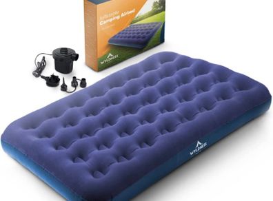 Camping Inflatable Airbed - Quick Inflating Outdoor Air Mattress with Spring Support & Durable Material I Versatile, Easy Store Blow Up Bed Perfect for Hiking & Festivals Double With Free Air Pump (FREE POSTAGE)