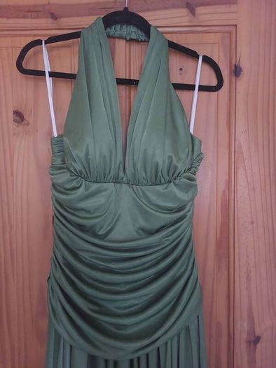 Linda Bernell lime green halterneck dress (free post)