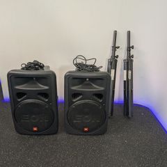 JBL EON 15 G2 PA Speakers (Pair)  Powered, Stands