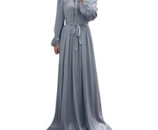 Brand New OBEEII Women's Muslim Robes Solid Color Muslim Dress