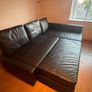 Black Vegan Leather Couch / Fold-out Double Bed Image 5