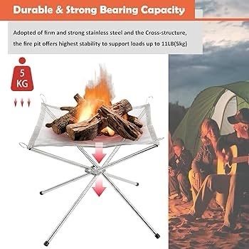 NEW SALE | Portable Fire Pit for Camping, Outdoor Folding Firepit Fireplace with Heat Resistant Gloves & Carrying Bag