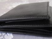 Black Quality Full Leather Trifold Credit Card & Photo Holder Wallet 1104