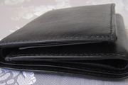 Black Quality Full Leather Trifold Credit Card &amp; Photo Holder Wallet 1104