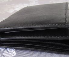 Black Quality Full Leather Trifold Credit Card & Photo Holder Wallet 1104