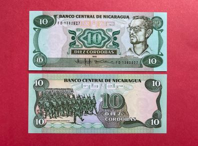 Nicaragua  10 Cordobas  1985  ( Uncirculated ) .