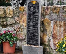 Home Garden Water Feature, Large Outdoor Straight Water Fountain, Indoor Slate Effect Modern Waterfall Ornament with Lights & Pump, Patio Decor (FREE POSTAGE)