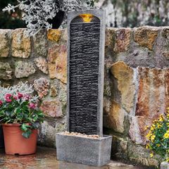 Home Garden Water Feature, Large Outdoor Straight Water Fountain, Indoor Slate Effect Modern Waterfall Ornament with Lights & Pump, Patio Decor (FREE POSTAGE)