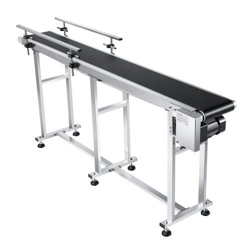 Belt Conveyor, 71 x 7.8 inch Conveyor Table, Heavy Duty Stainless Steel Motorized Belt Conveyor for Inkjet Coding Applications Powered PVC Belt Anti-Static Adjustable Speed (Double Guardrail