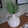 White Ceramic Vase with Green Decorative Grass Image 2