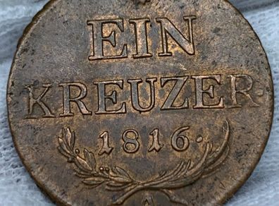 AUSTRIA, Empire Franz II era 1816A copper Ein Kreuzer