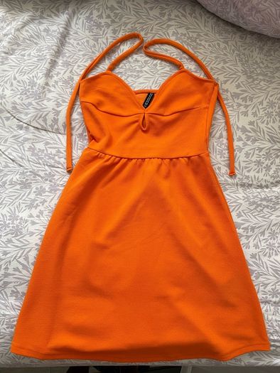 Orange halter neck dress