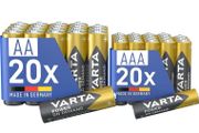 Batteries 20x AA &amp; 20 AAA, pack of 40, Power On Demand, Alkaline, storage pack in environmentally friendly packaging, ideal for computer accessories, Smart Home devices, Made in Germany