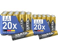 Batteries 20x AA & 20 AAA, pack of 40, Power On Demand, Alkaline, storage pack in environmentally friendly packaging, ideal for computer accessories, Smart Home devices, Made in Germany