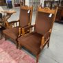 2 Vintage High-back Wooden Armchairs Image 2