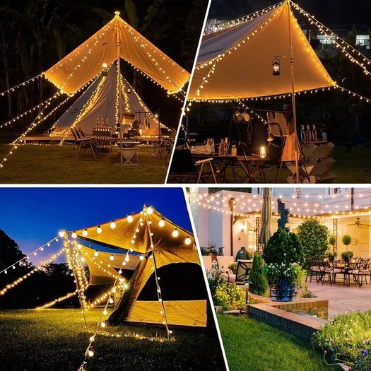 Globe String Lights Waterproof, 15M/49ft 120 LED Fairy Lights Plug in, 8 Modes Christmas Lights Outdoor/Indoor, Garden Lights for Patio, Gazebo, Bedroom, Party Decorations (FREE SHIPPING)