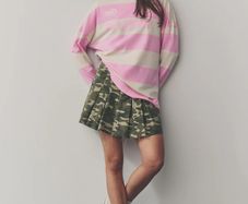 Stunning Brand New with tags Next UK14 Tall range Camo Printed 100% Cotton Pleated Denim Mini Skirt