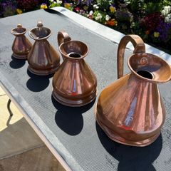 Beautiful antique copper jug set 1/2 gal/quartz/pint & gill size