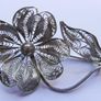 Vintage silver filigree flower brooch Image 2