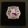 Art Deco Style Amethyst Stone Silver Ring Image 2