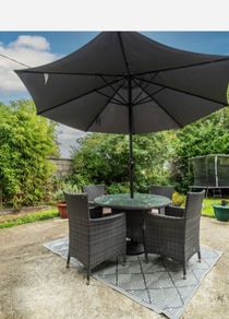 Rattan Garden Table Chairs Parasol