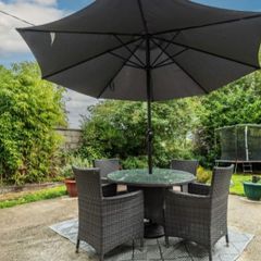 Rattan Garden Table Chairs Parasol