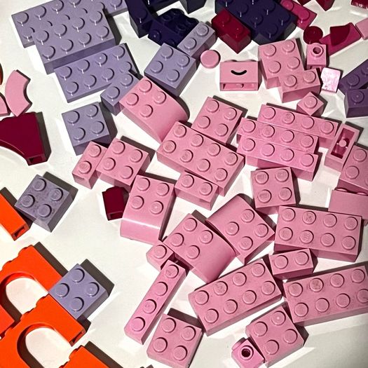 Collection of Colourful Lego Pieces in Pink, Purple, Coral etc.