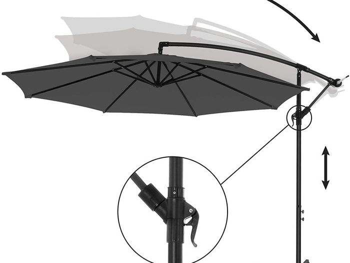 Parasol with Crank for Opening and Closing, Sun Protection, Garden Umbrella, UV Protection up to UPF 50+ for Garden, Patio