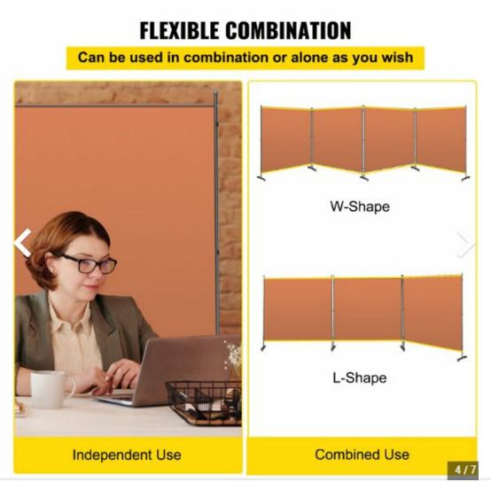 Office Partition Room Divider Wall 71" x 72" Privacy Office Divider Brown