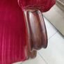 Antique French armchair crimson red striped velvet upholstery Image 6