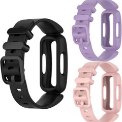 Set 3 pieces - Compatible with Fitbit Ace 3 for Kids, Soft Silicone Waterproof Bracelet Accessories Sports Watch Strap