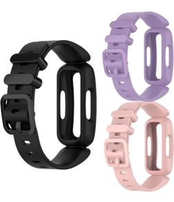 Set 3 pieces - Compatible with Fitbit Ace 3 for Kids, Soft Silicone Waterproof Bracelet Accessories Sports Watch Strap