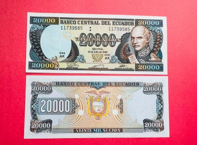 Ecuador  20000  Sucres. 1999  Pick  129 .  ( Uncirculated ) Pick 21c