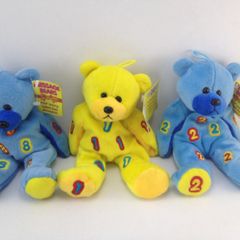 3x Vintage Message Bears Plush Teddy Bear Lot of 3 Numbers 8 1 2 New with Tags:AVAILABLE FOR COLLECTION