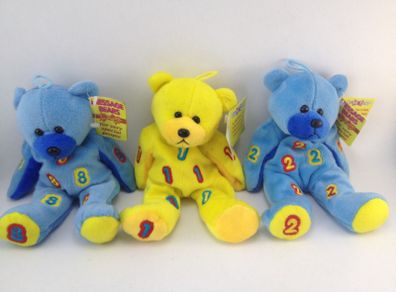 3x Vintage Message Bears Plush Teddy Bear Lot of 3 Numbers 8 1 2 New with Tags:AVAILABLE FOR COLLECTION