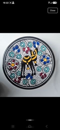 Vintage Tunisian ceramic wall plates set of 4 hand painted Nabeul pottery colorful Mediterranean