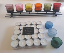 50 Tealights, 6-tealight rack and 3 separate holders
