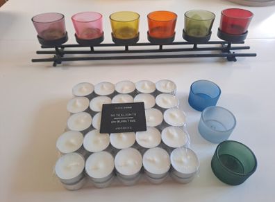 50 Tealights, 6-tealight rack and 3 separate holders