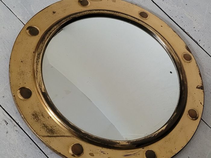 Antique brass porthole/convex mirror