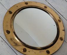 Antique brass porthole/convex mirror