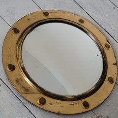 Antique brass porthole/convex mirror