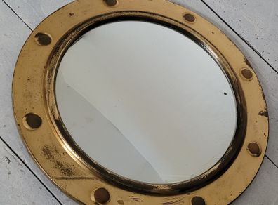 Antique brass porthole/convex mirror