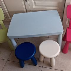 lKEA Mammut Children's Table with 2 Chairs and 2 Stools.