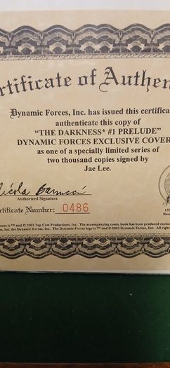 The Darkness Prelude signed by Jae Lee w/COA