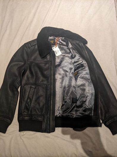 Superdry Black Aviator Flight Leather Jacket